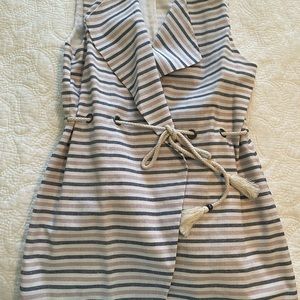 Stripped long best with rope tie. Never worn.